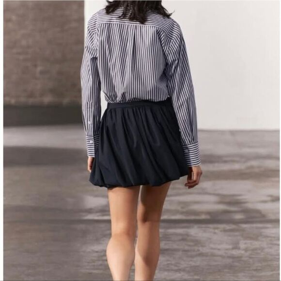 NWTβZara ZW Collection Navy Blue Size S Balloon Mini Skirt - Picture 10 of 11